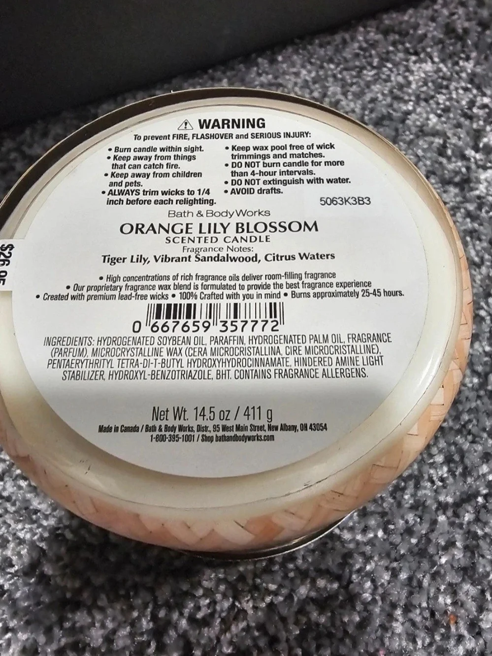 Orange Lily Blossom Bath & Body Works 3-Wick Candle - Brand New